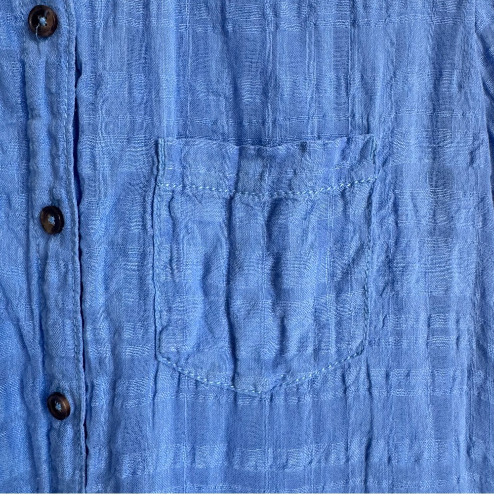 Pilcro and the Letterpress Women Blue Button Down size 0 gauzy‎ linen cotton - Picture 5 of 8